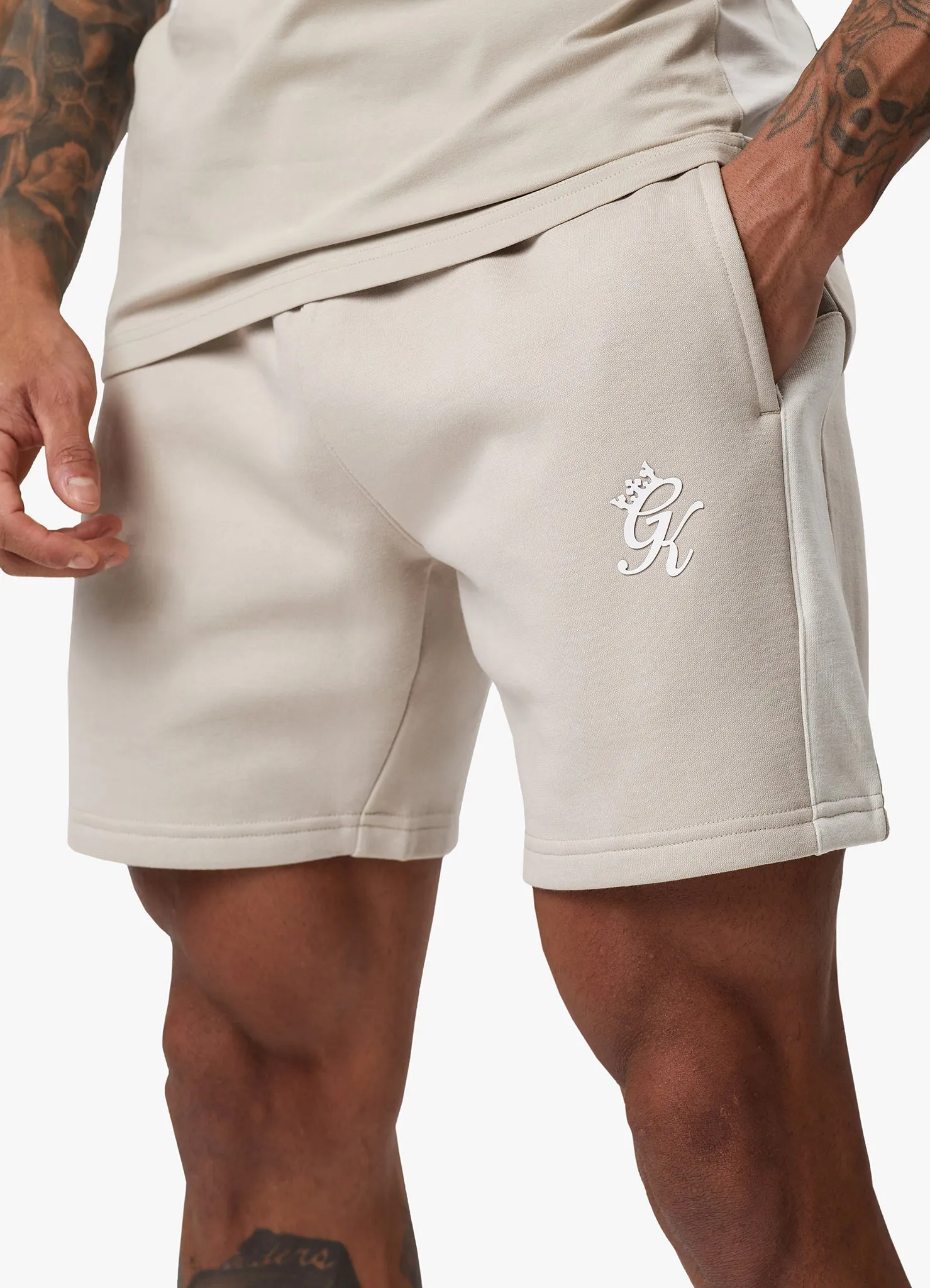 Gym King Contrast Panel Short - Taupe/Light Stone/White sold by The Gym King product image thumbnail 4