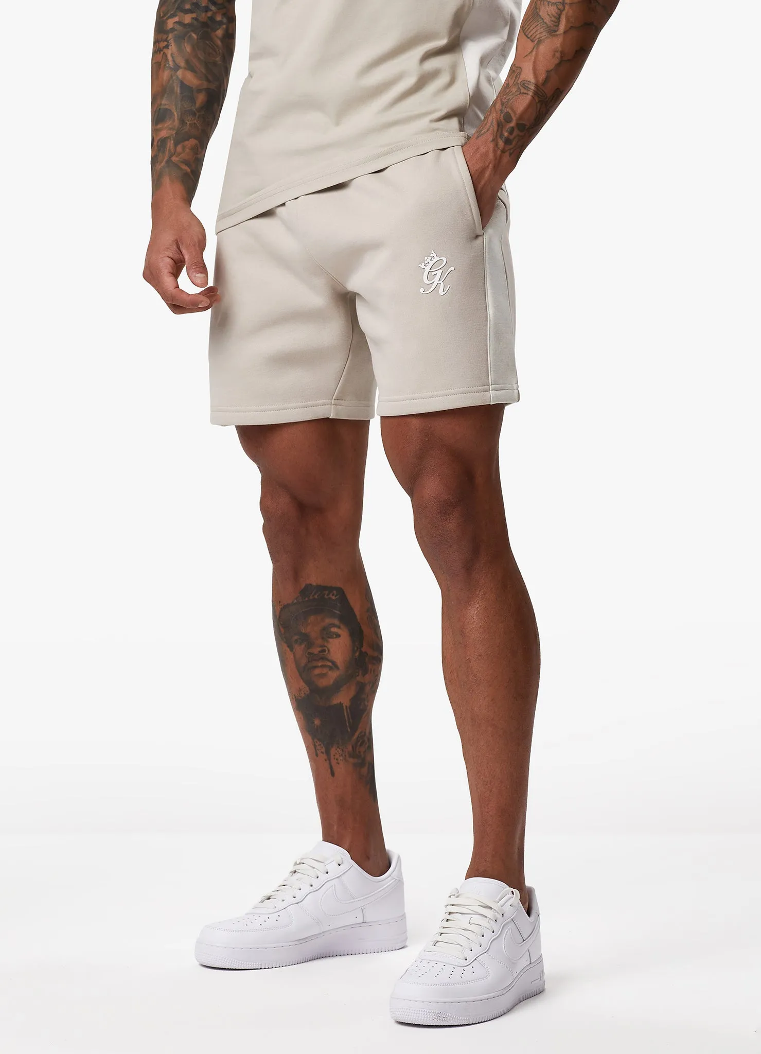 Gym King Contrast Panel Short - Taupe/Light Stone/White sold by The Gym King product image thumbnail 3