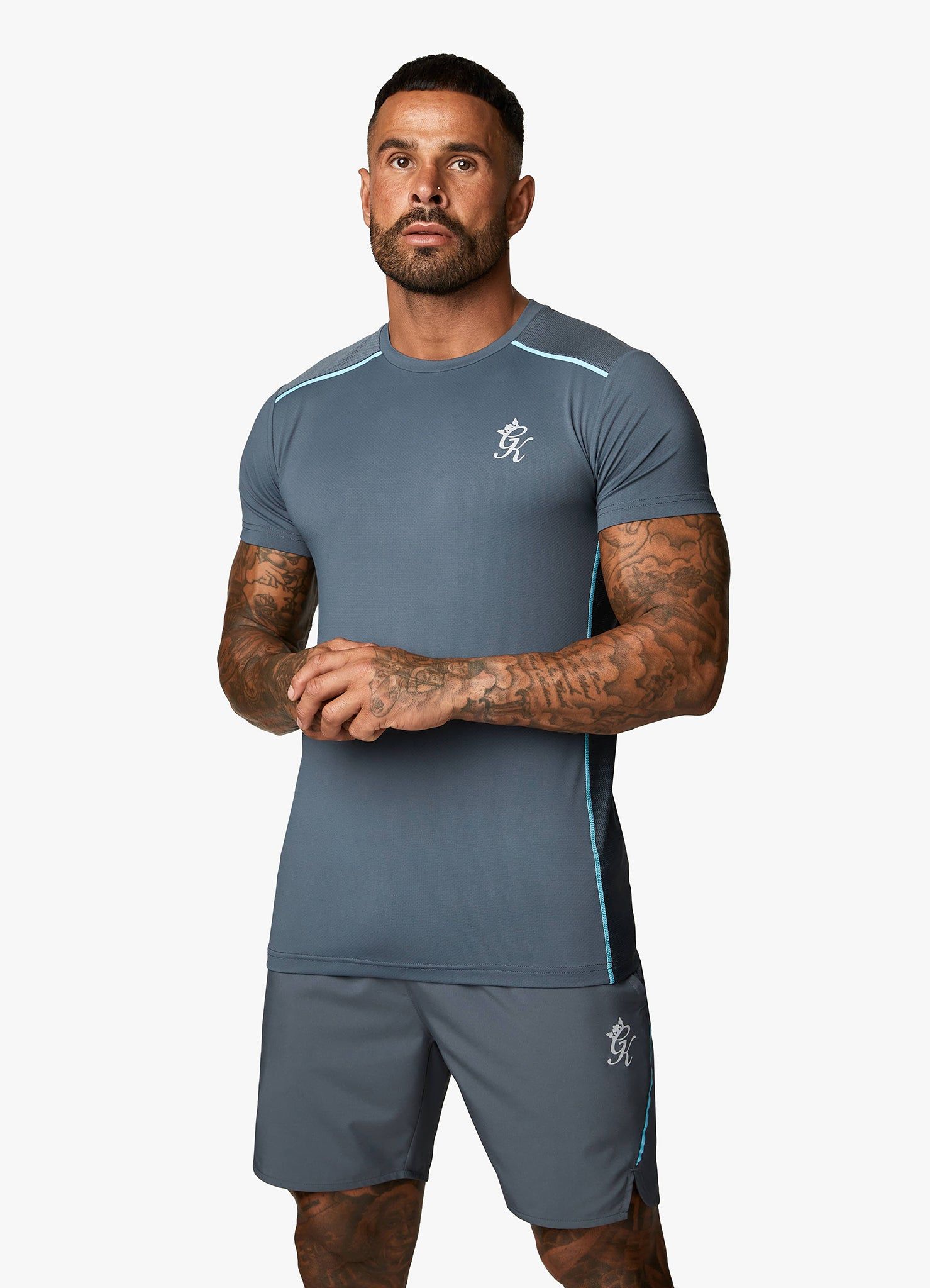 Gym King Contrast Flex Tee - Dark Grey/Blue sold by The Gym King product image thumbnail 3