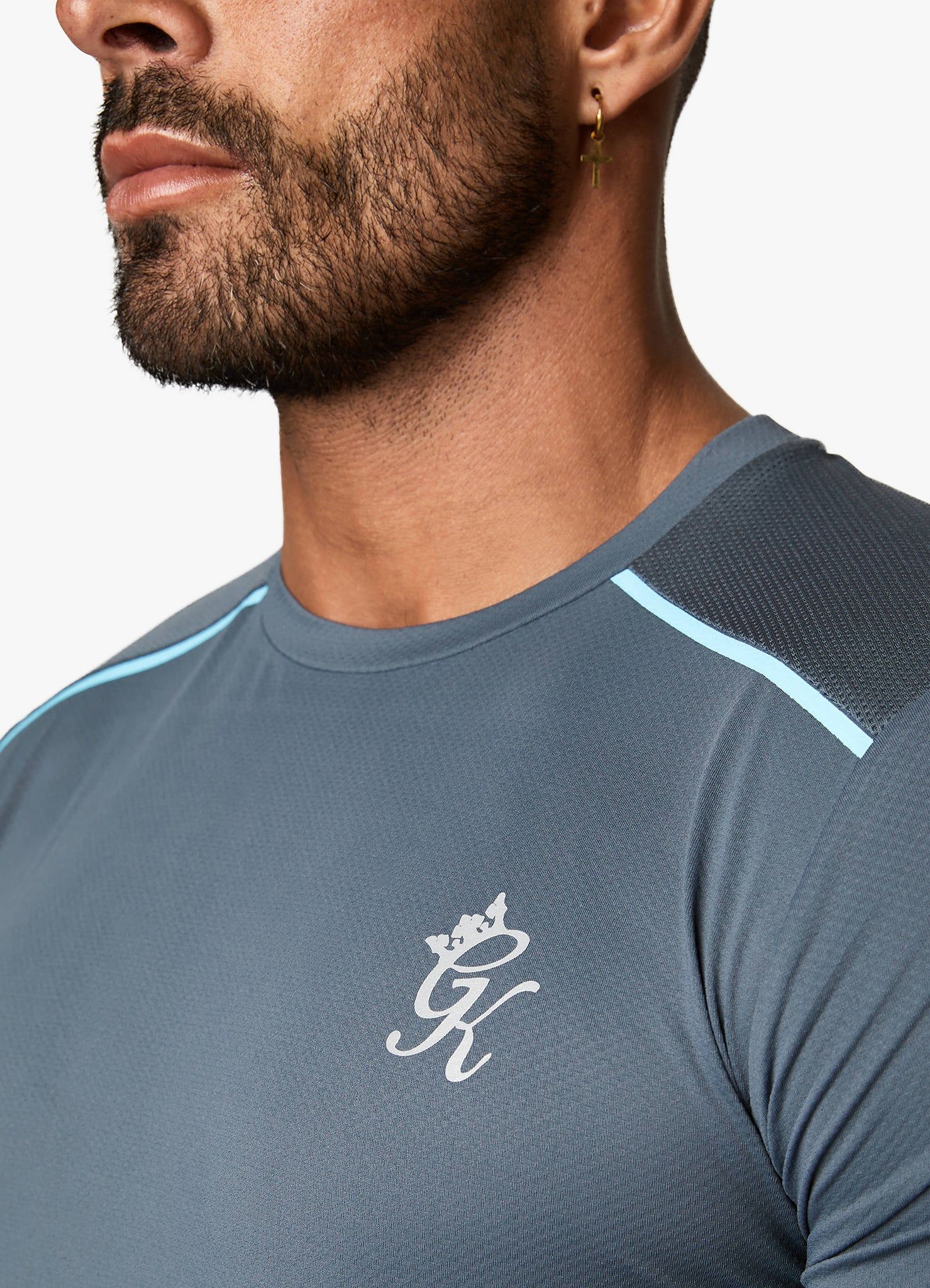 Gym King Contrast Flex Tee - Dark Grey/Blue sold by The Gym King product image thumbnail 4