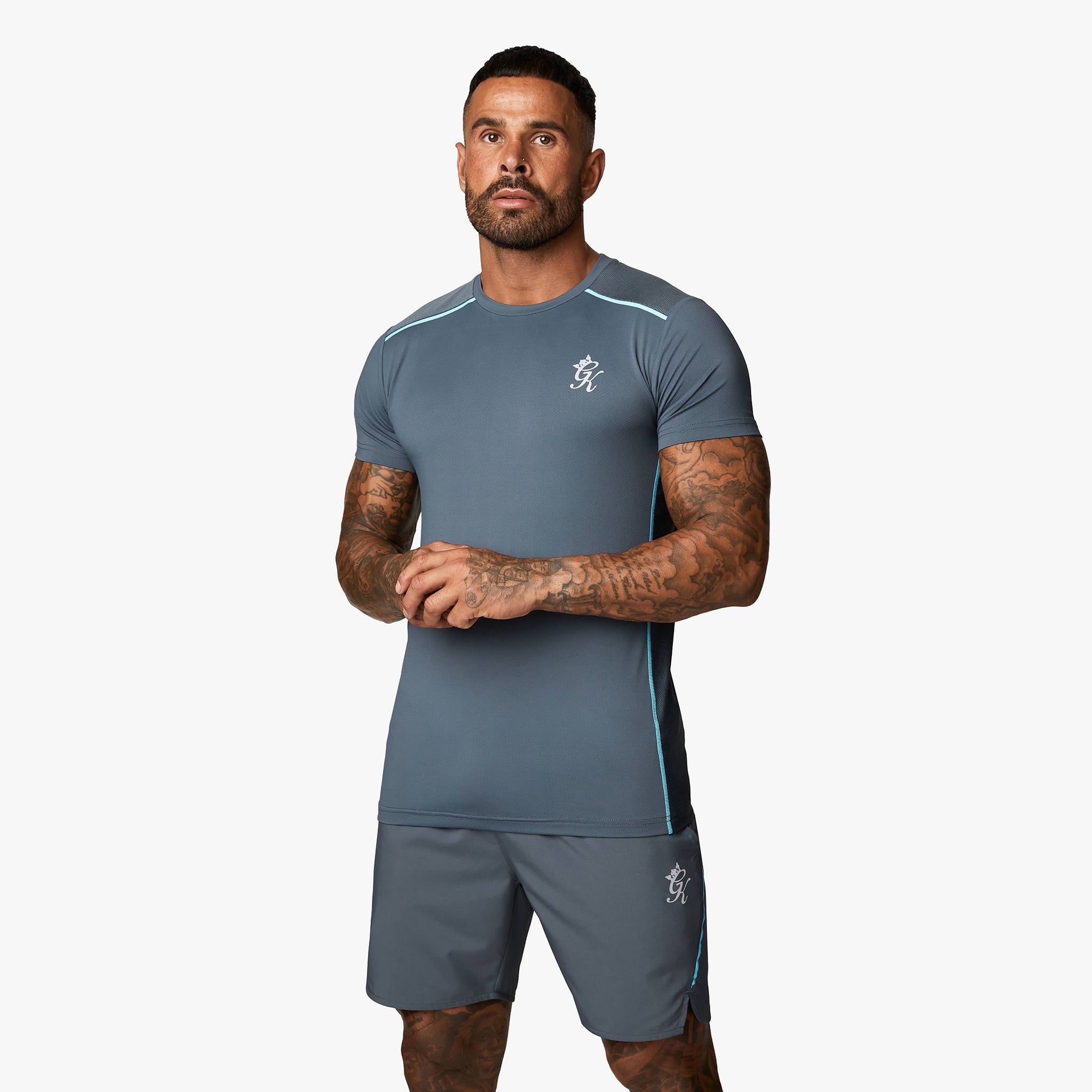 Gym King Contrast Flex Tee - Dark Grey/Blue sold by The Gym King product image thumbnail 2