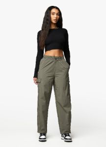 Gym King Utility Rib LS Crop Top - Black sold by The Gym King