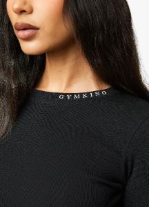 Gym King Utility Rib LS Crop Top - Black sold by The Gym King