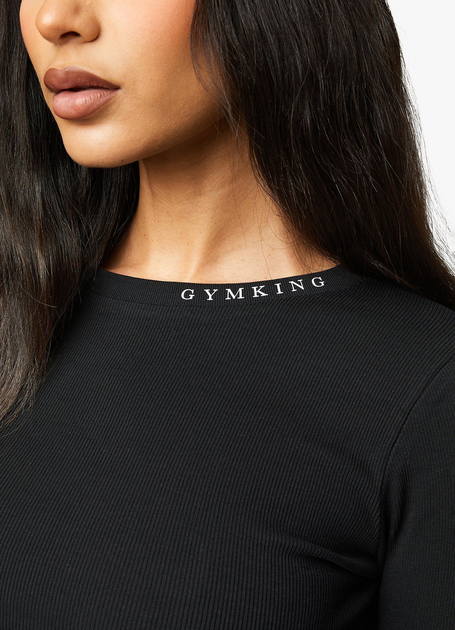 Gym King Utility Rib LS Crop Top - Black sold by The Gym King product image thumbnail 7