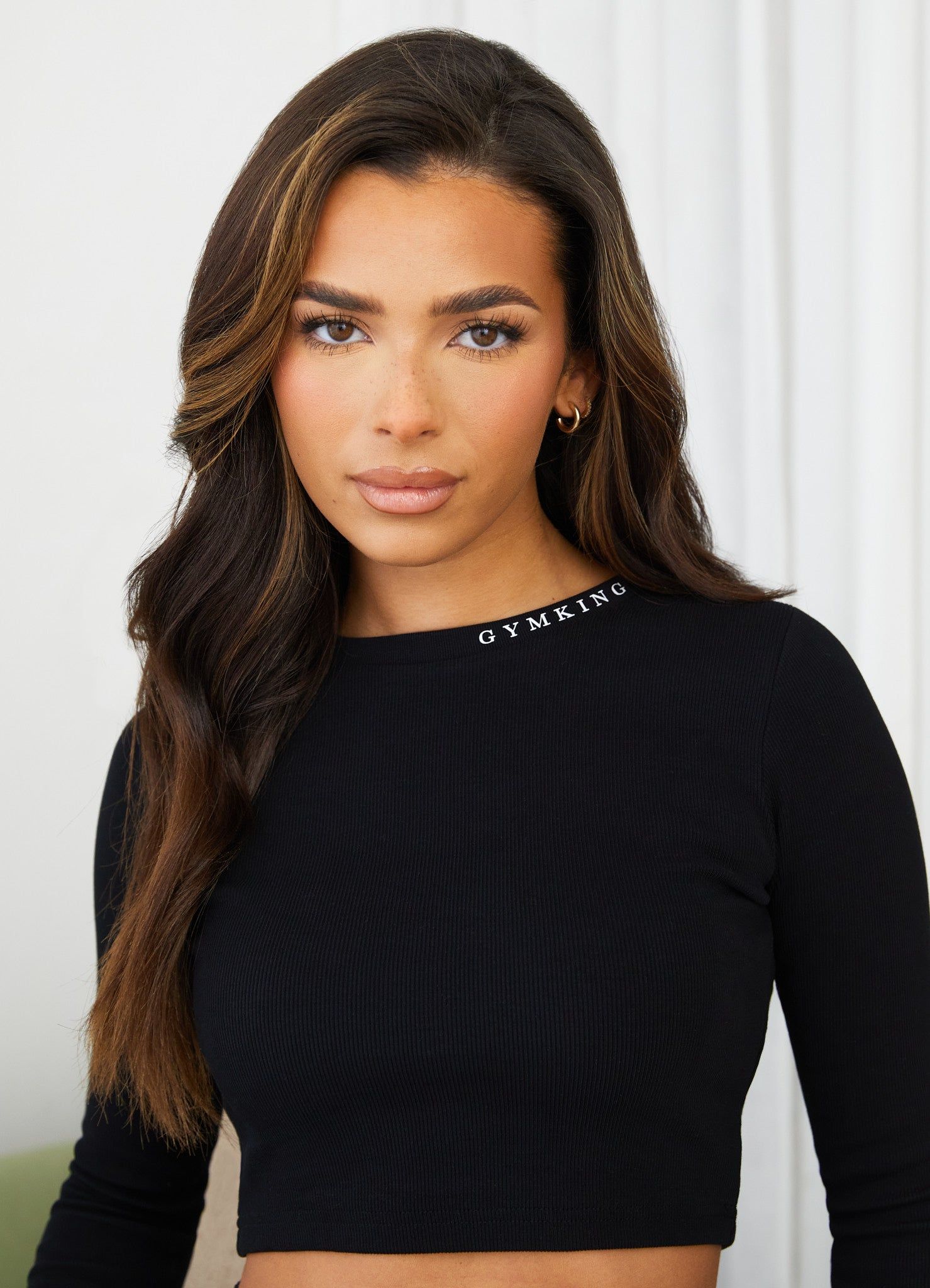 Gym King Utility Rib LS Crop Top - Black sold by The Gym King product image thumbnail 4