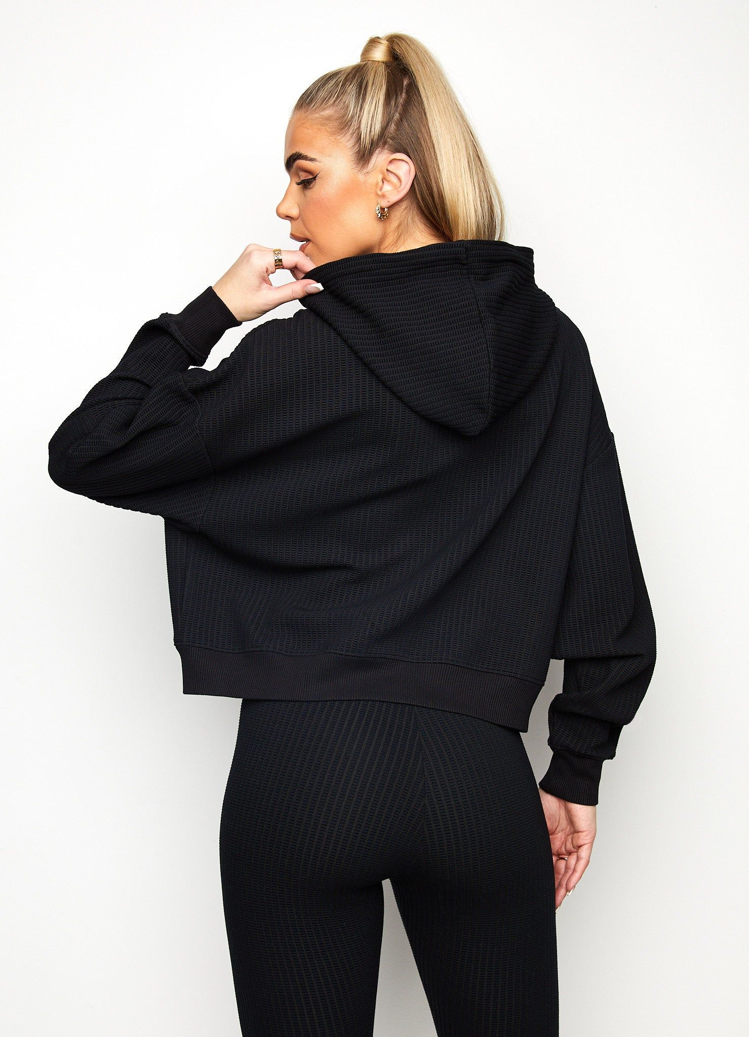 Gym King Waffle Zip Through Hoodie - Black sold by The Gym King product image thumbnail 3