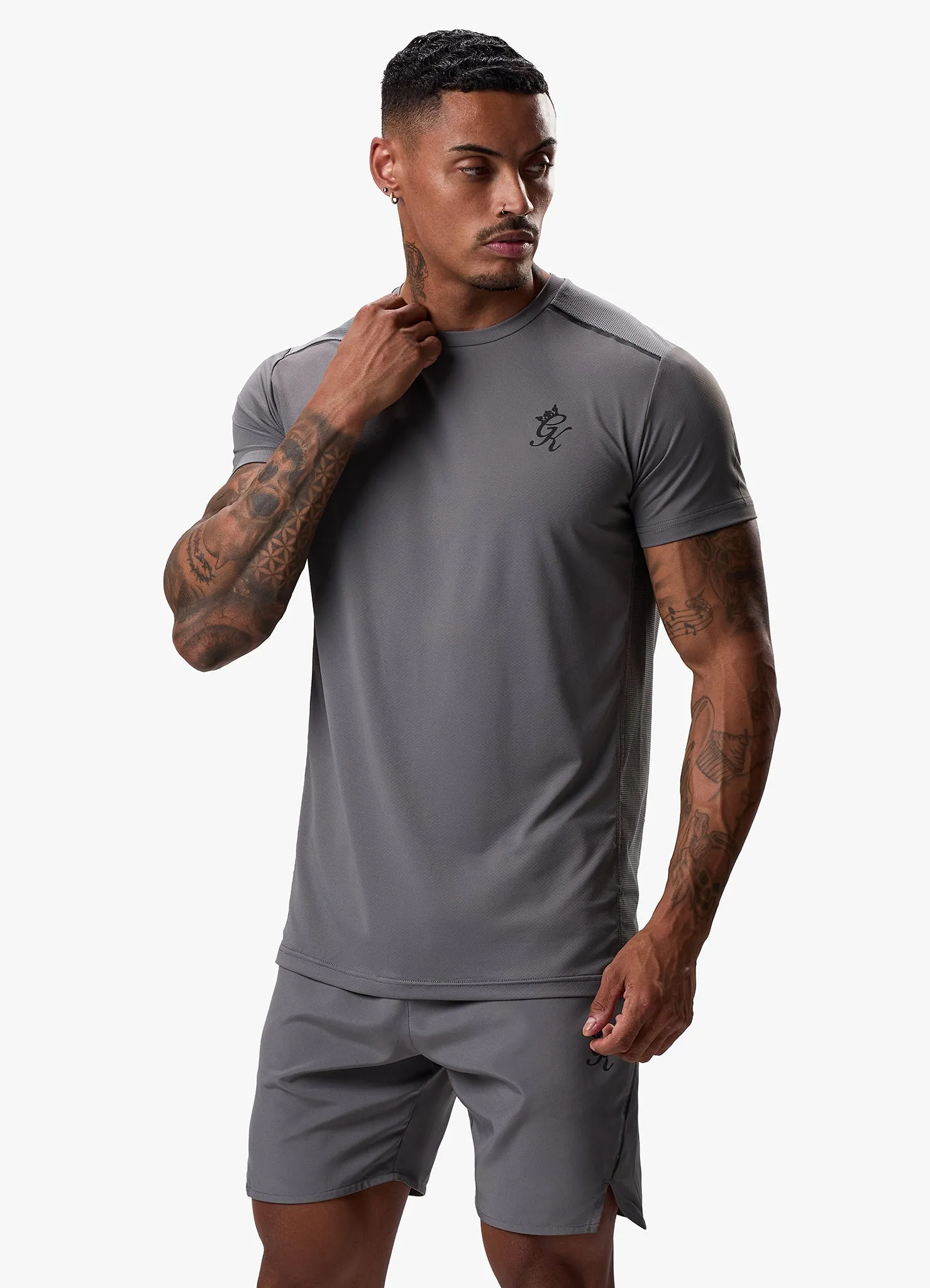 Gym King Flex Tee - Fossil Grey/Black sold by The Gym King