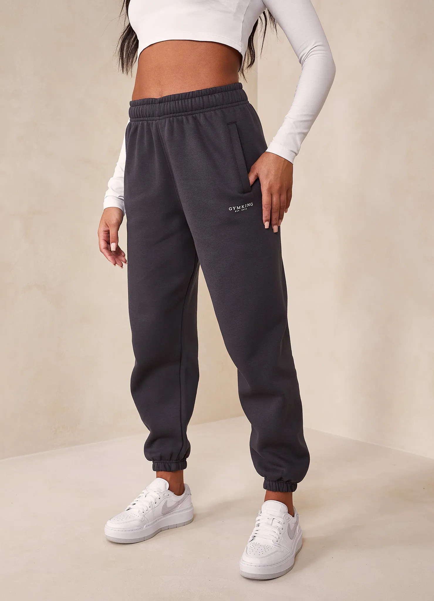 Gym King Established Relaxed Jogger - Dark Pewter/White sold by The Gym King product image thumbnail 5