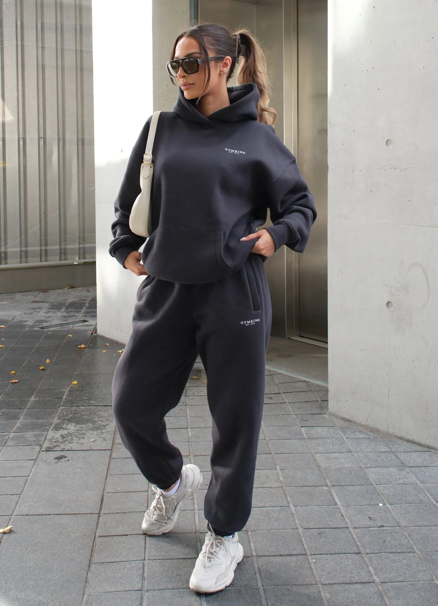 Gym King Established Relaxed Jogger - Dark Pewter/White sold by The Gym King product image thumbnail 4