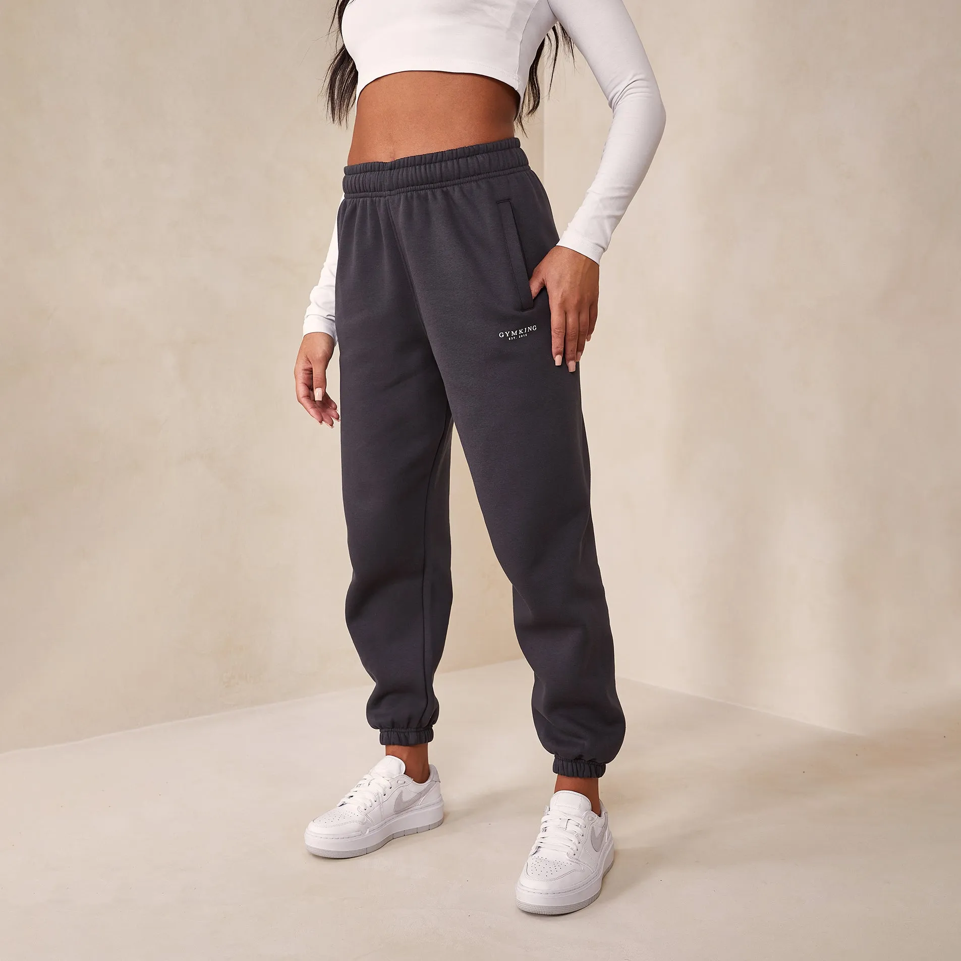 Gym King Established Relaxed Jogger - Dark Pewter/White sold by The Gym King product image thumbnail 2
