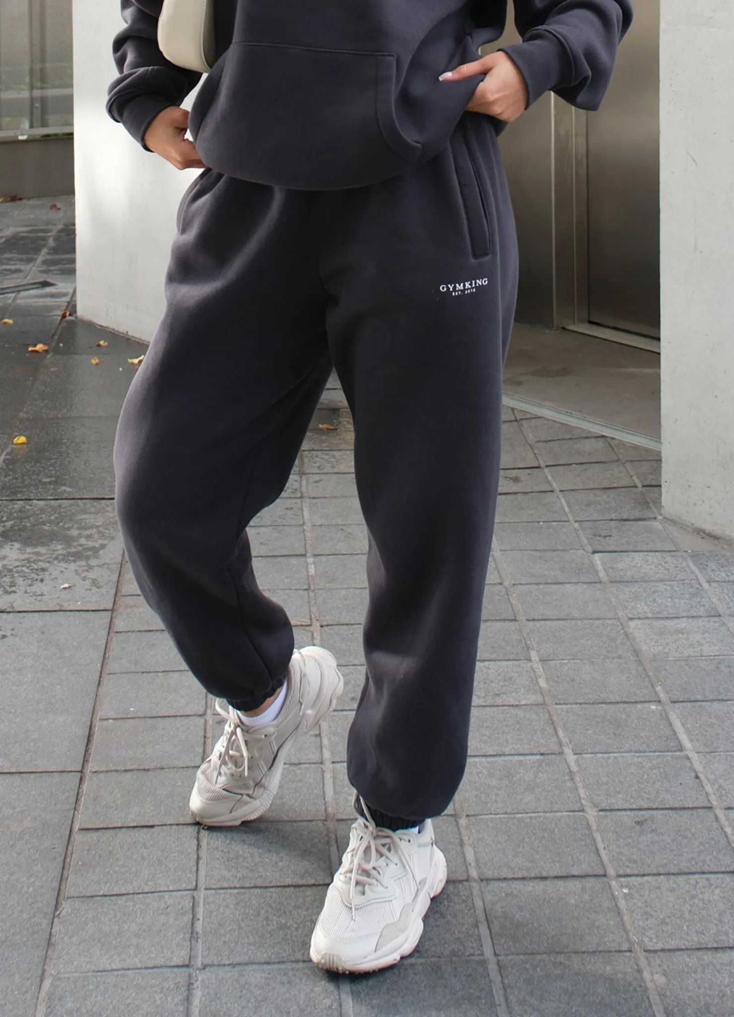 Gym King Established Relaxed Jogger - Dark Pewter/White sold by The Gym King