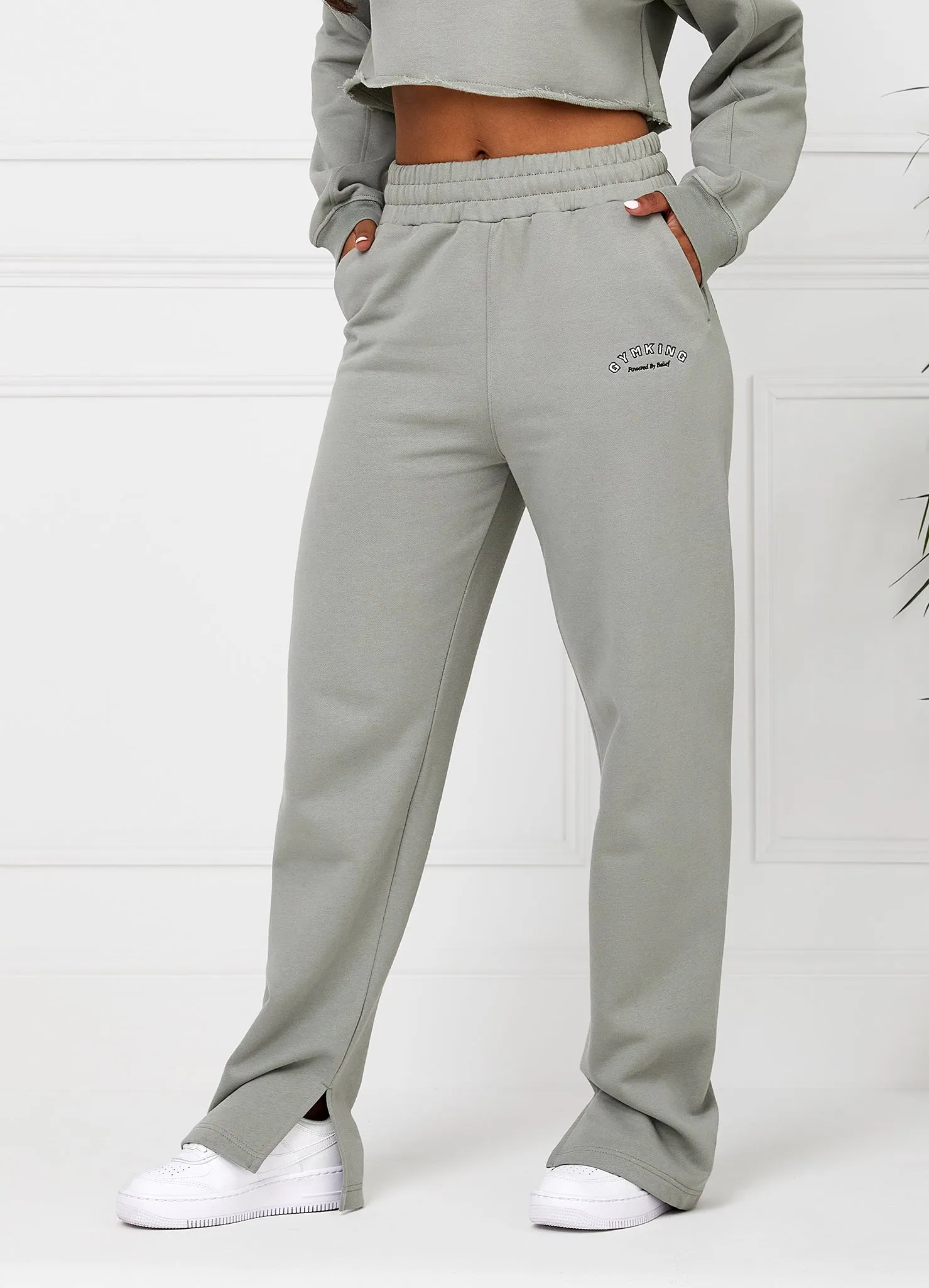 Gym King Radiance Straight Leg Split Hem Jogger - Matcha Green sold by The Gym King