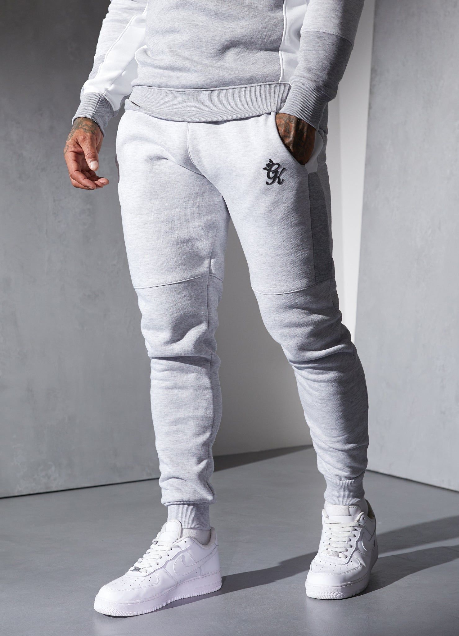 Gym King Minefield Crew Tracksuit - Snow Marl/Light Grey sold by The Gym King product image thumbnail 4