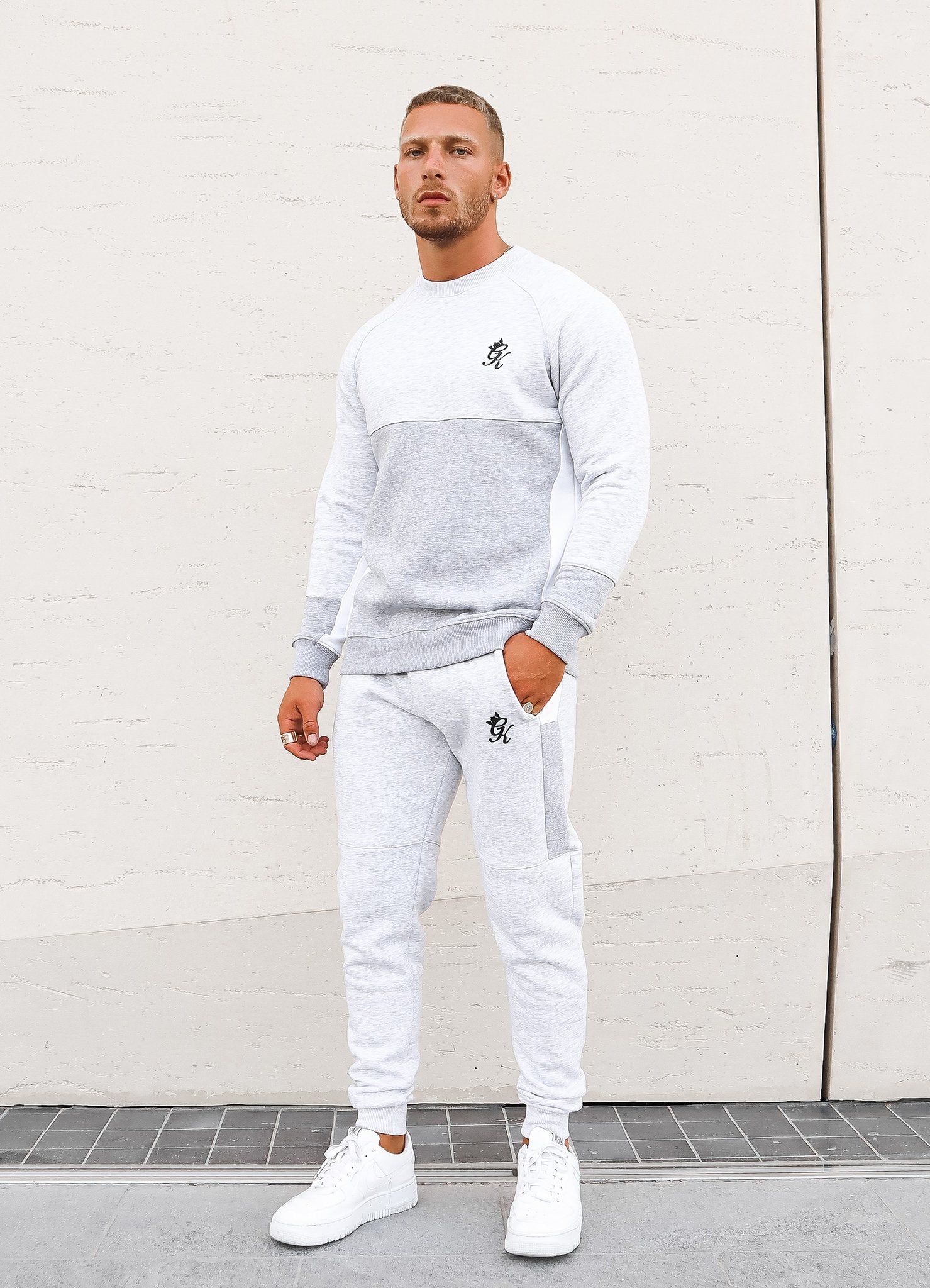 Gym King Minefield Crew Tracksuit - Snow Marl/Light Grey sold by The Gym King product image thumbnail 2