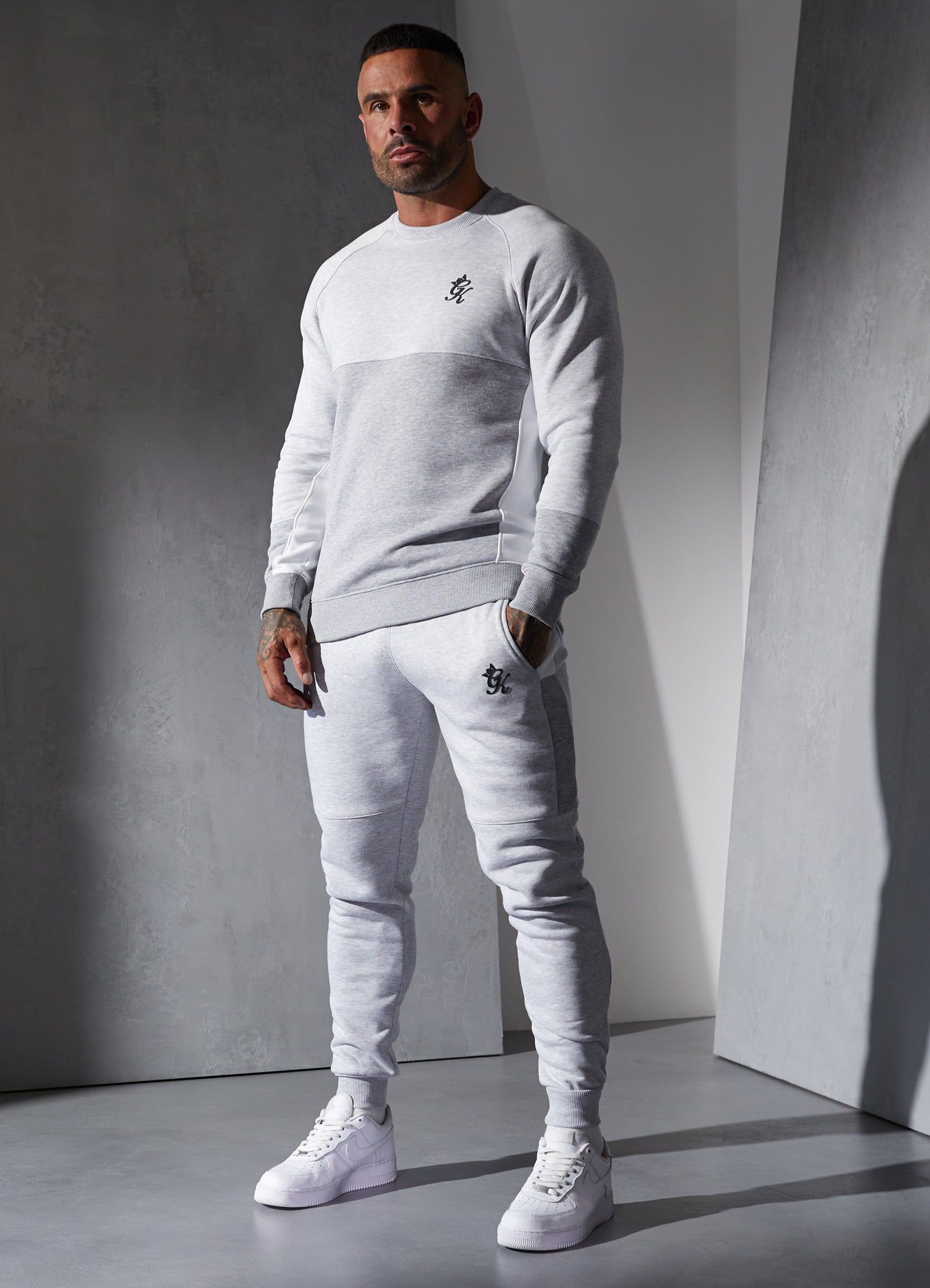 Gym King Minefield Crew Tracksuit - Snow Marl/Light Grey sold by The Gym King product image thumbnail 5