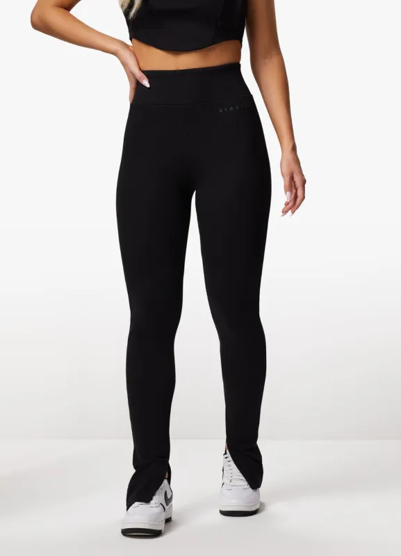 Gym King Refresh Split Hem Rib Legging - Black sold by The Gym King