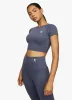 Gym King Dominate Cap Sleeve Crop Tee - Deep Navy sold by The Gym King