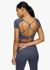 Gym King Dominate Cap Sleeve Crop Tee - Deep Navy sold by The Gym King