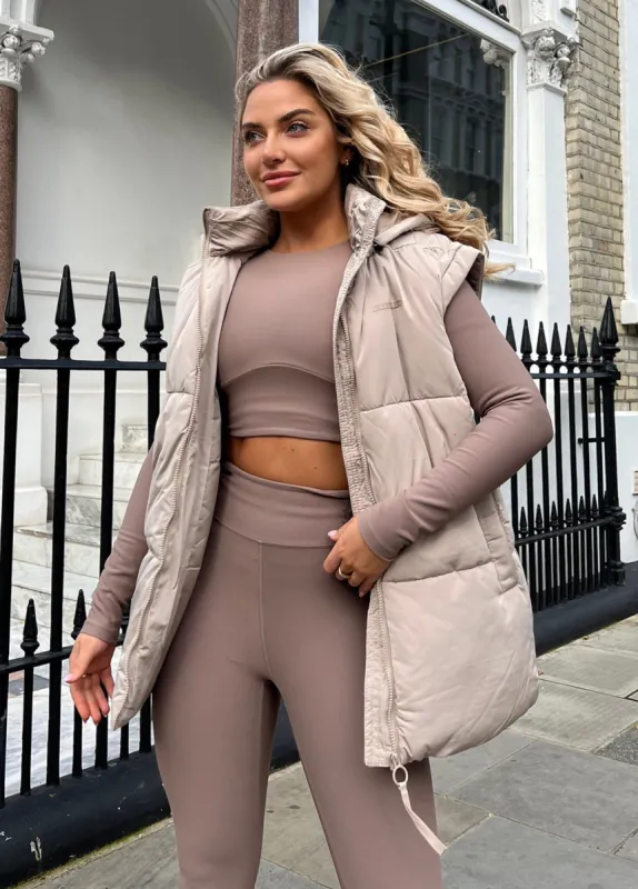 Gym King Align Oversized Gilet - Latte sold by The Gym King