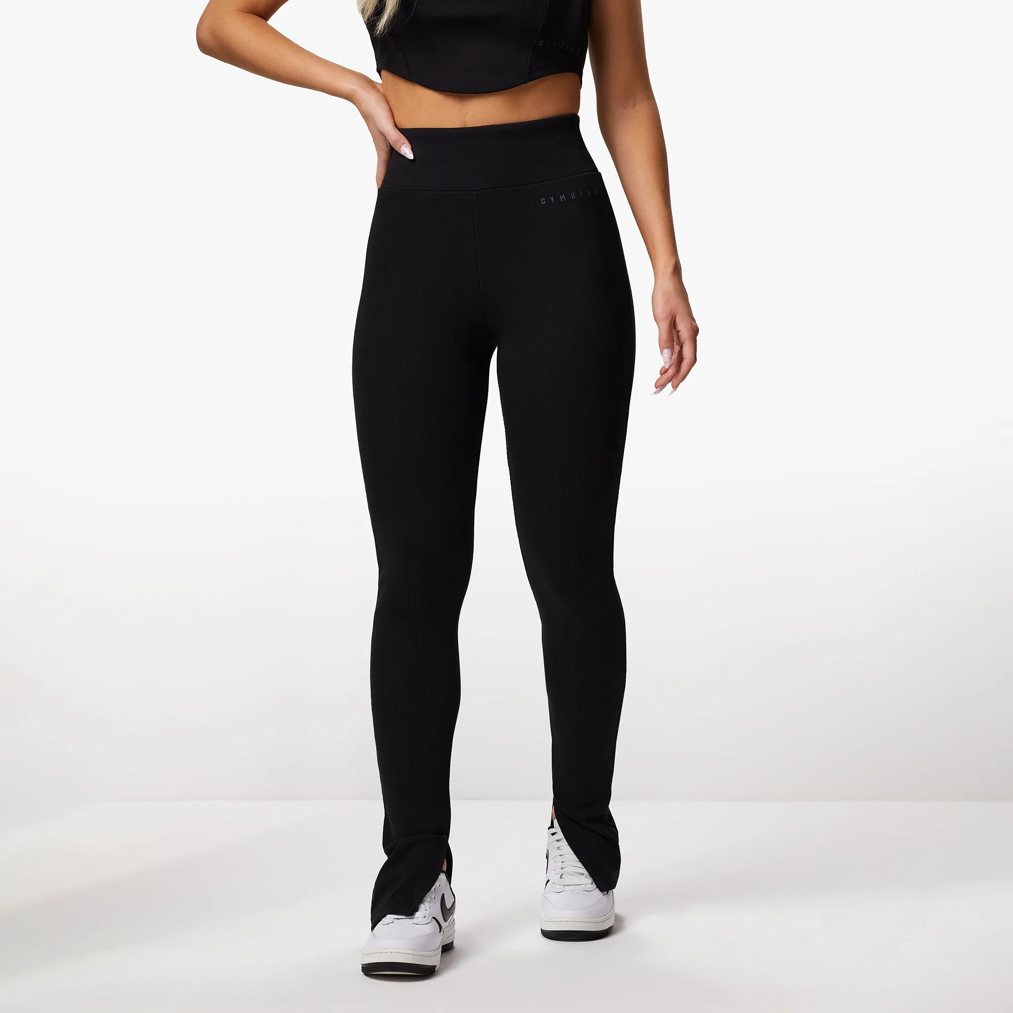 Gym King Refresh Split Hem Rib Legging - Black sold by The Gym King product image thumbnail 2