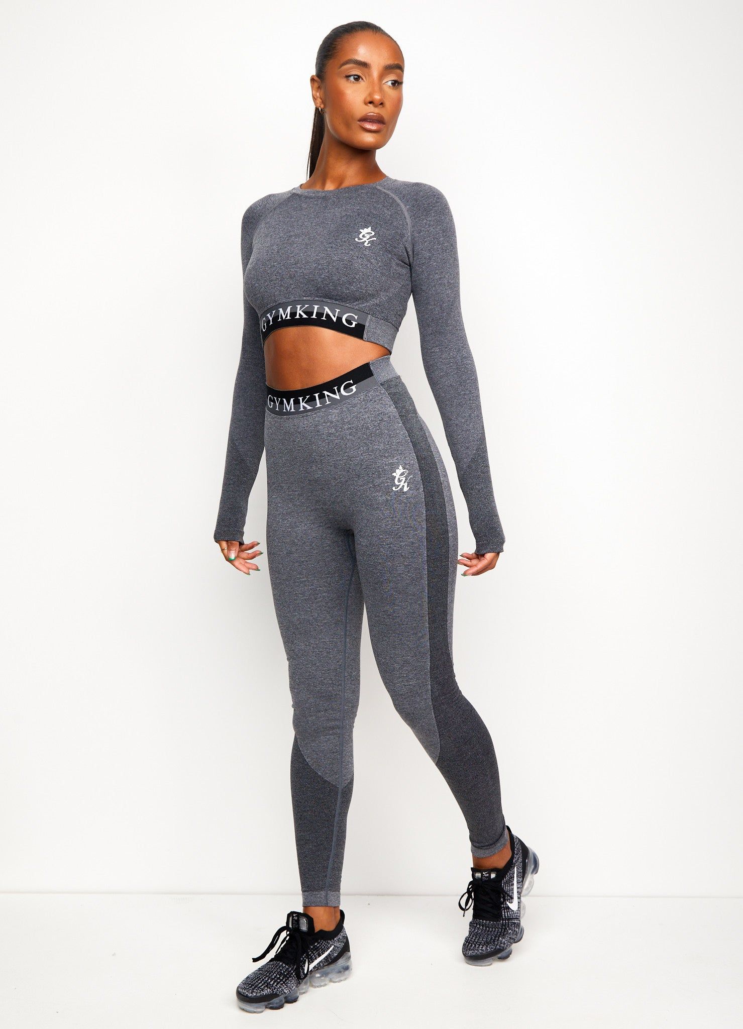 Gym King Seamless Results Long Sleeve Crop Tee - Mid Grey Marl sold by The Gym King product image thumbnail 5