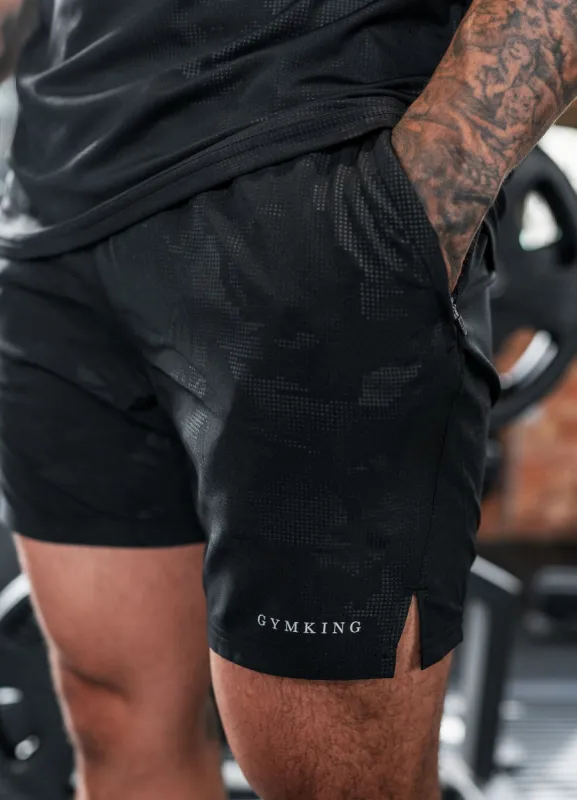 Gym King Debossed Camo Short 5" - Black sold by The Gym King