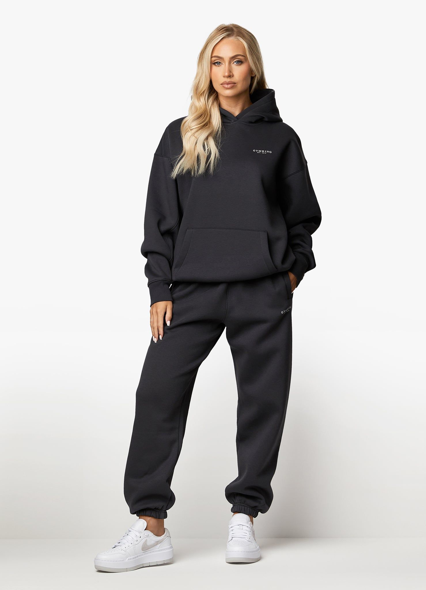 Gym King Established Relaxed Tracksuit - Dark Pewter/White sold by The Gym King product image thumbnail 6