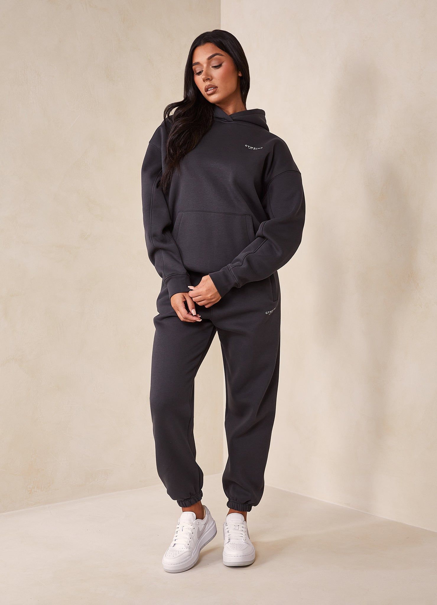 Gym King Established Relaxed Tracksuit - Dark Pewter/White sold by The Gym King