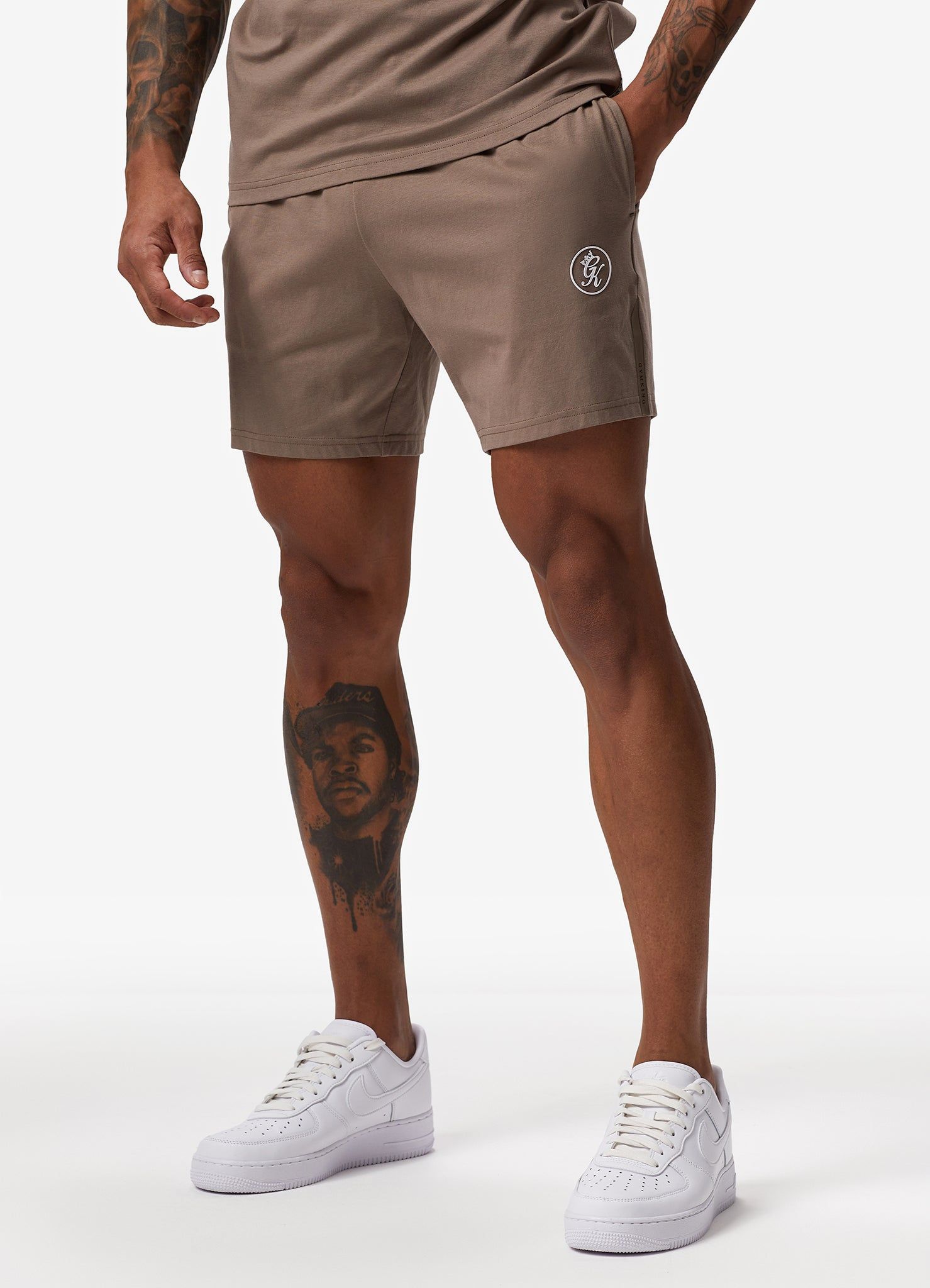Gym King Pro Logo Jersey Short - Dark Taupe sold by The Gym King