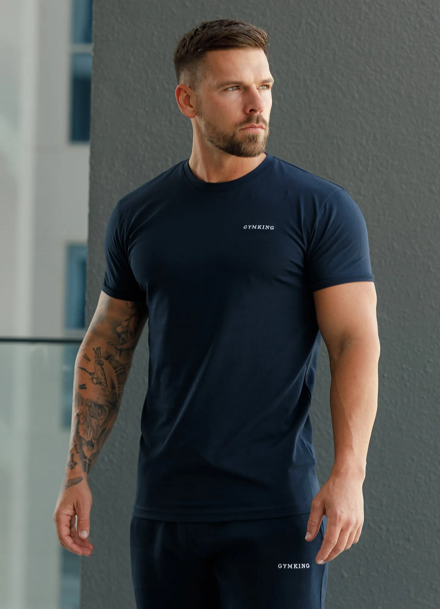 Gym King Fundamental Linear Tee - Navy sold by The Gym King
