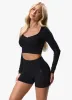 Gym King Sculpt Seamless Long Sleeve Top - Black sold by The Gym King