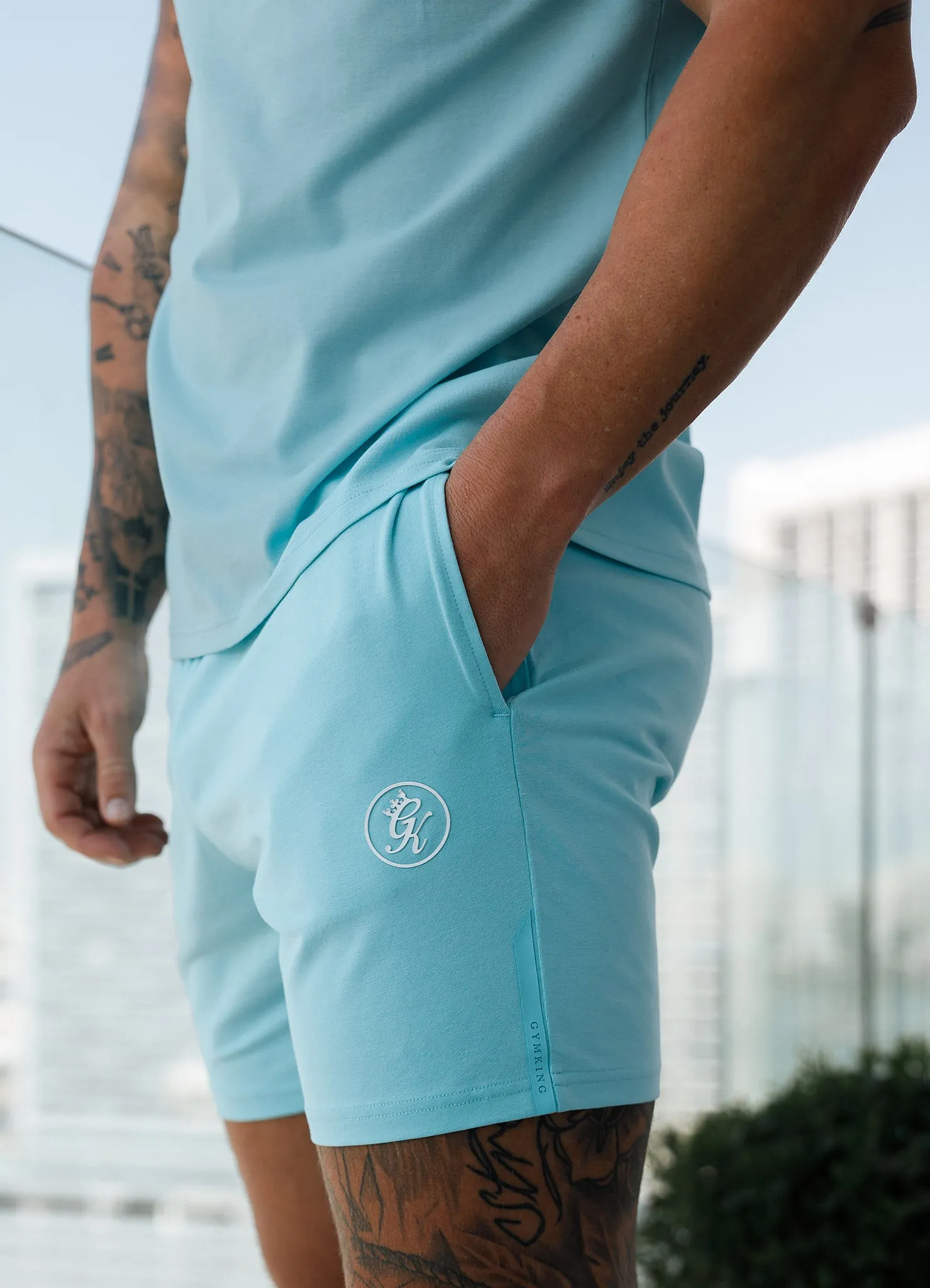Gym King Pro Jersey Short - Aqua Sky sold by The Gym King