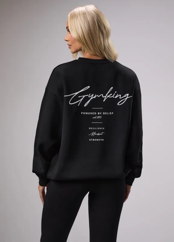 Gym King Reset Oversized Fleece Crew - Black sold by The Gym King