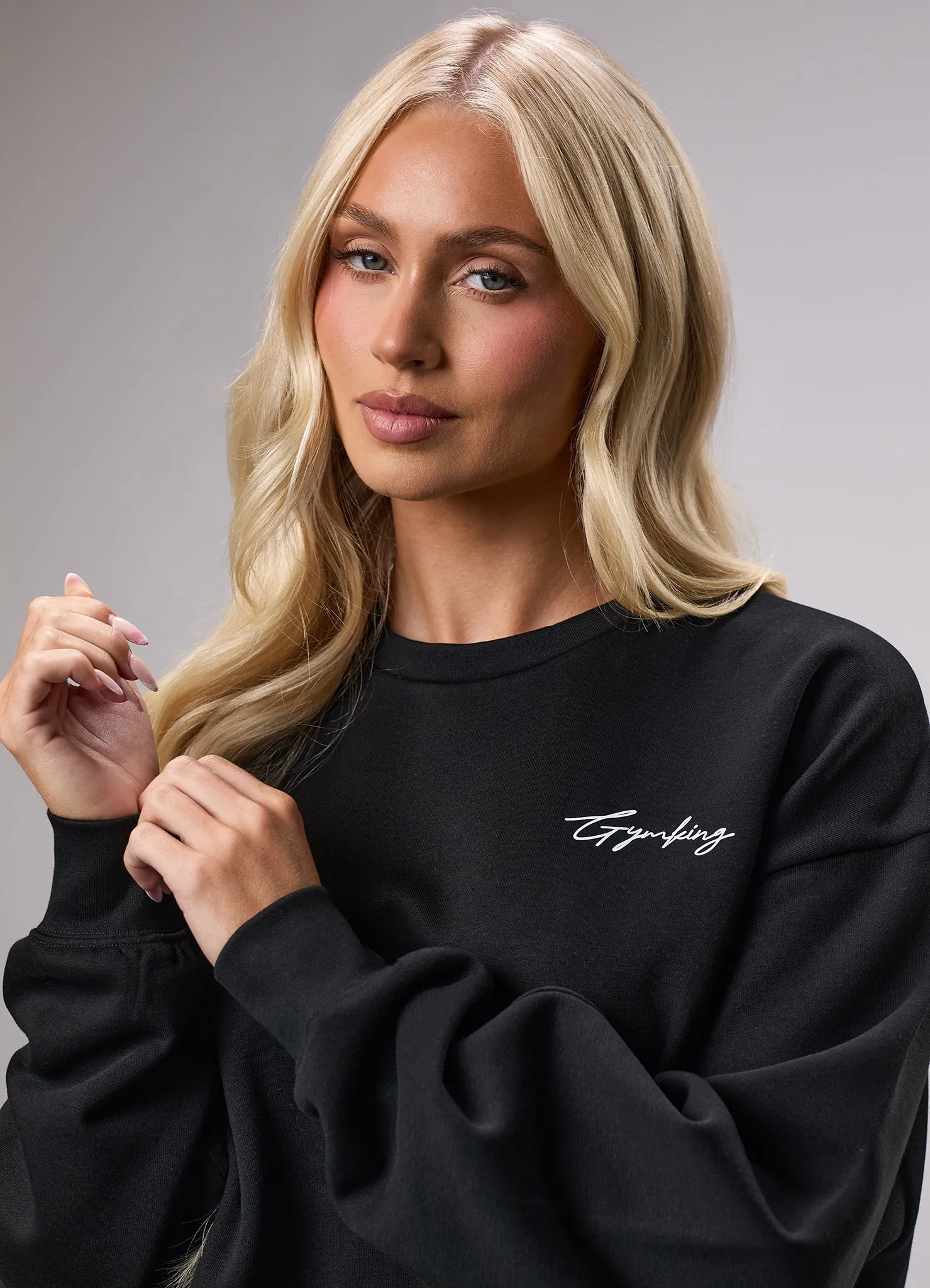 Gym King Reset Oversized Fleece Crew - Black sold by The Gym King product image thumbnail 4
