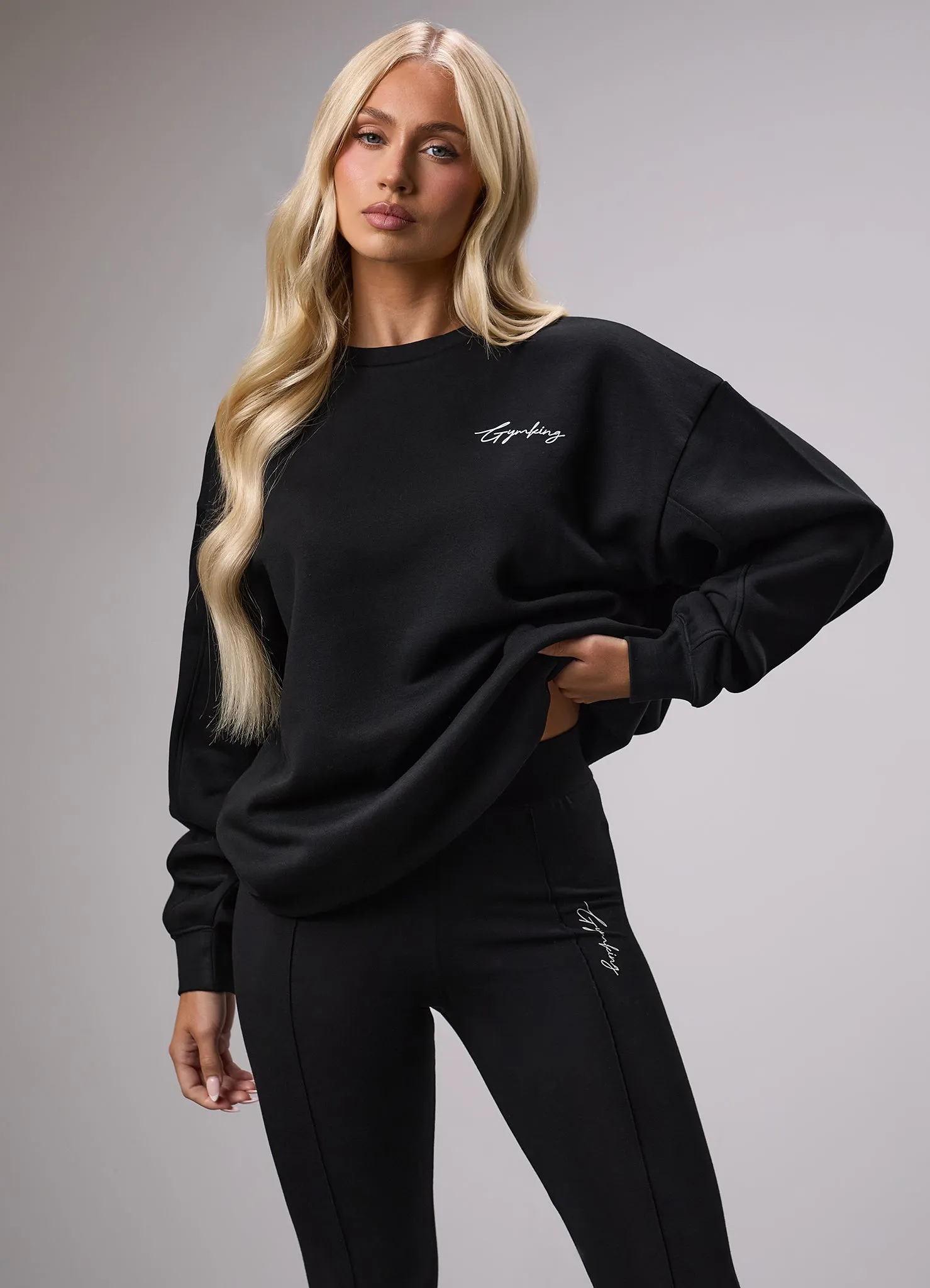 Gym King Reset Oversized Fleece Crew - Black sold by The Gym King product image thumbnail 3