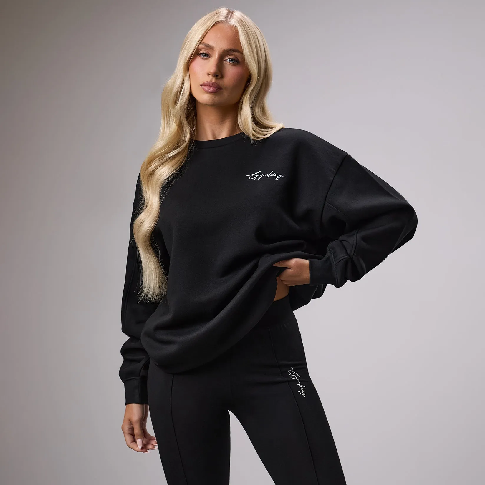 Gym King Reset Oversized Fleece Crew - Black sold by The Gym King product image thumbnail 2