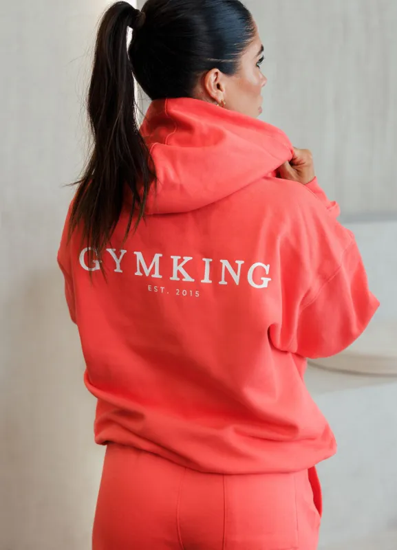 Gym King Established Relaxed Fit Hood - Coral Red sold by The Gym King