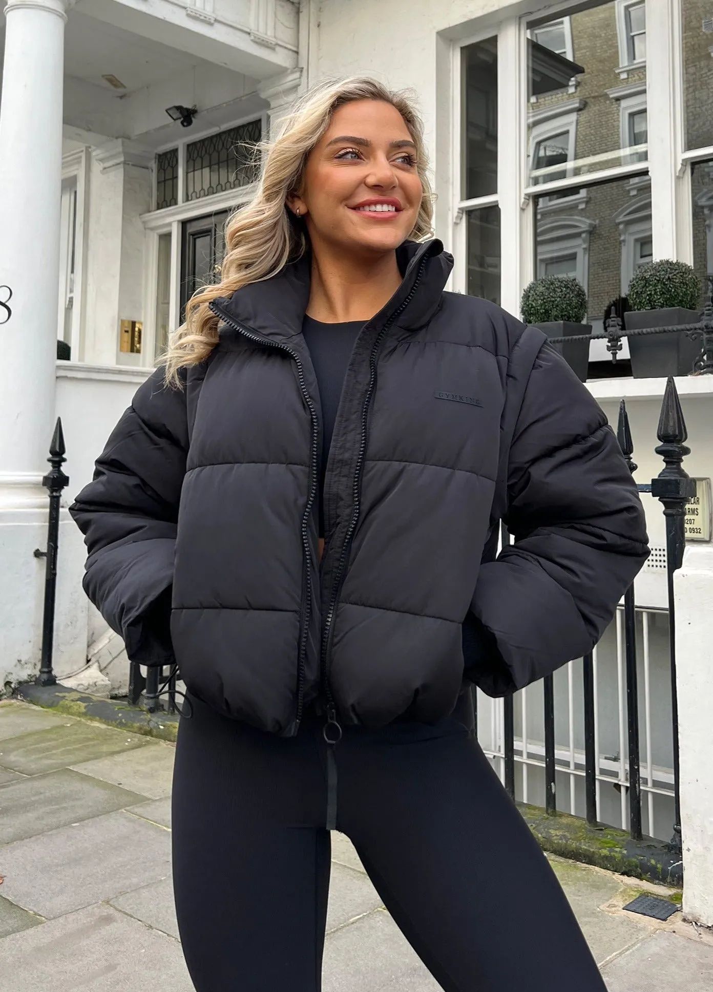 Gym King Align 2-in-1 Crop Puffer - Black sold by The Gym King