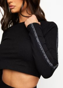 Gym King Results Tape Longsleeve Crop - Black sold by The Gym King