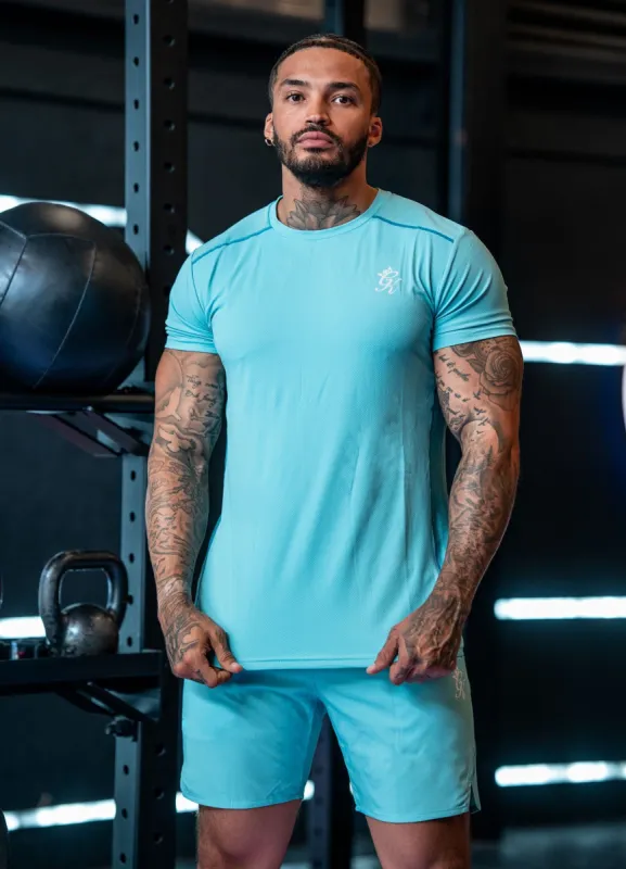 Gym King Contrast Flex Tee - Aqua/Blue sold by The Gym King