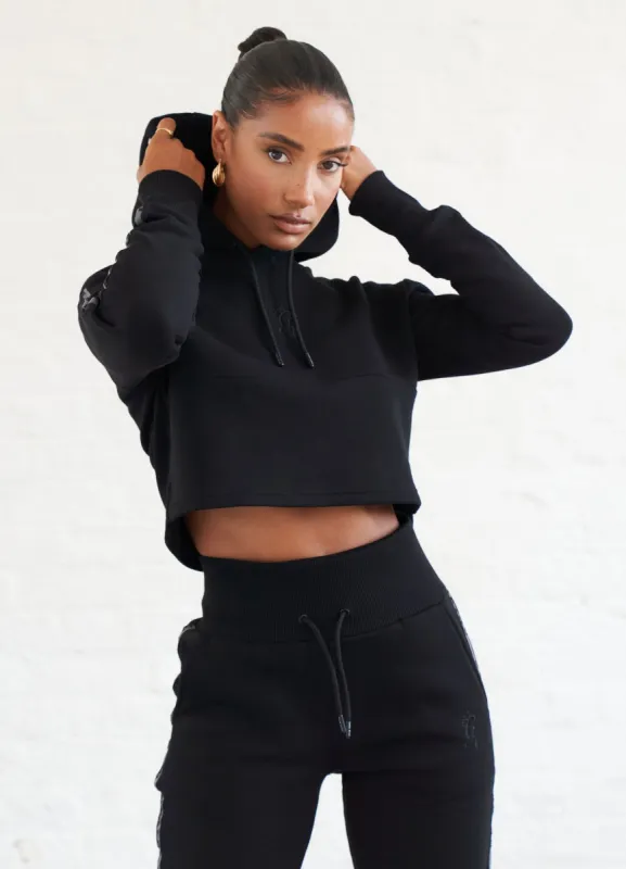 Gym King Results Tape Sky Crop Hood - Black sold by The Gym King