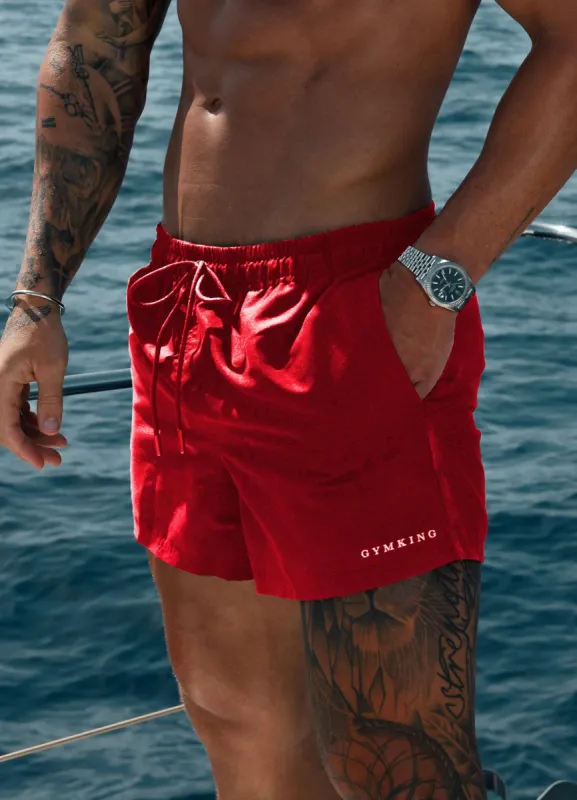 Gym King Linear Swim Short 4" - Chilli Red sold by The Gym King