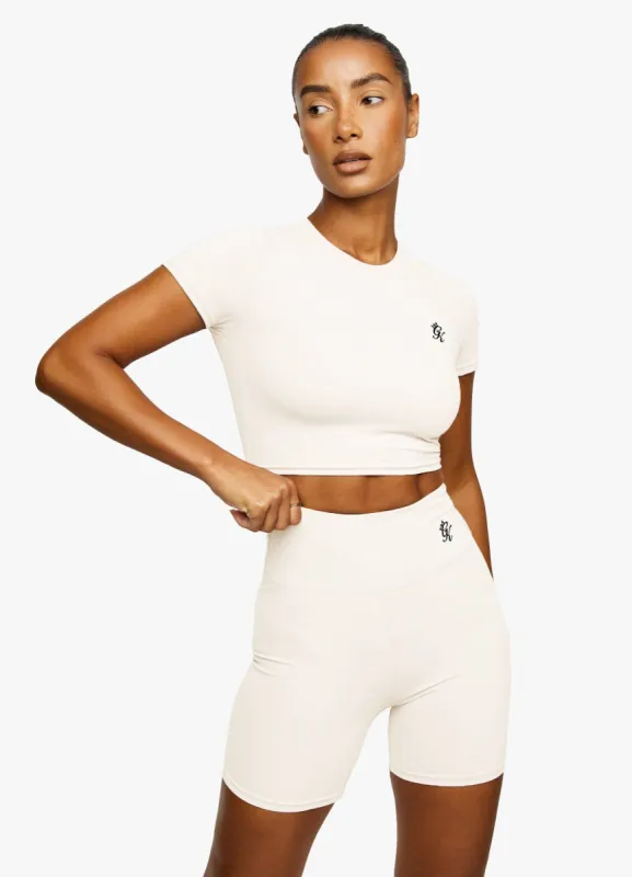 Gym King 365 Cap Sleeve Crop Tee - Cream sold by The Gym King