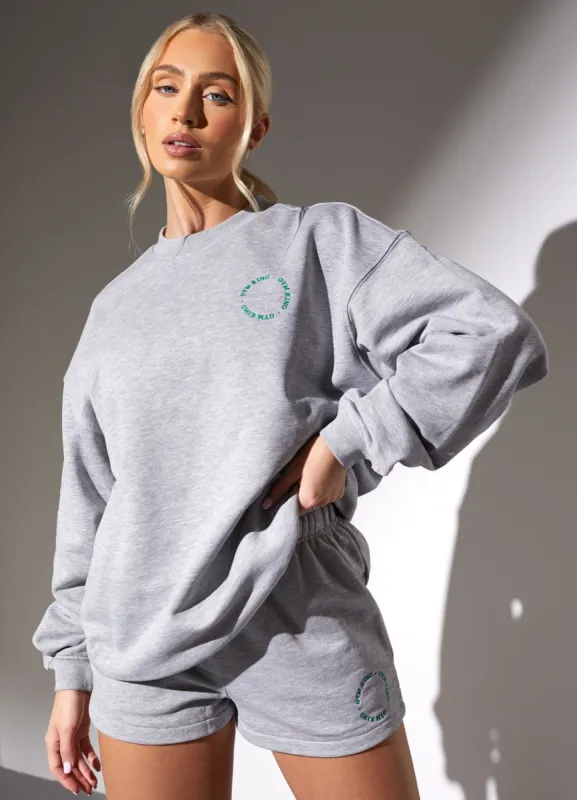 Gym King Recharge Oversized Crew - Light Grey Marl sold by The Gym King