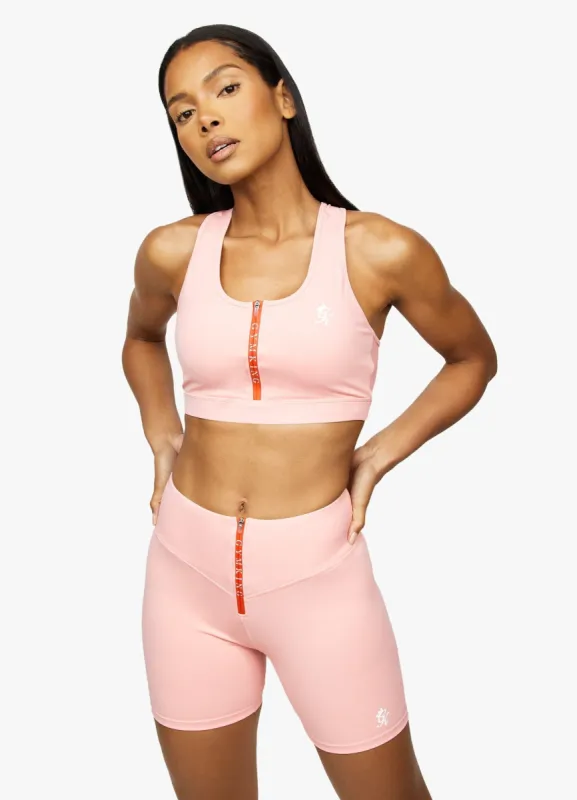 Gym King Stamina Texture Racer Back Bra - Blush Pink/Chilli Red sold by The Gym King
