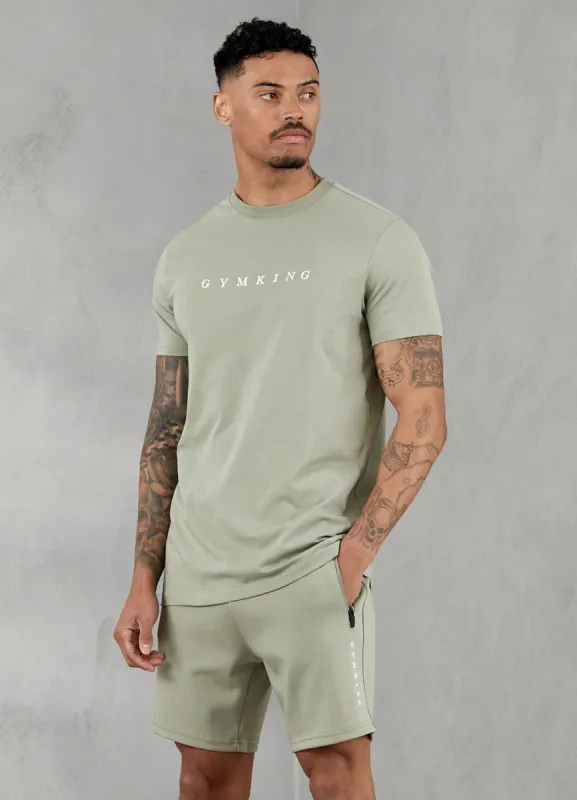 Gym King Linear Print Tee - Soft Khaki sold by The Gym King