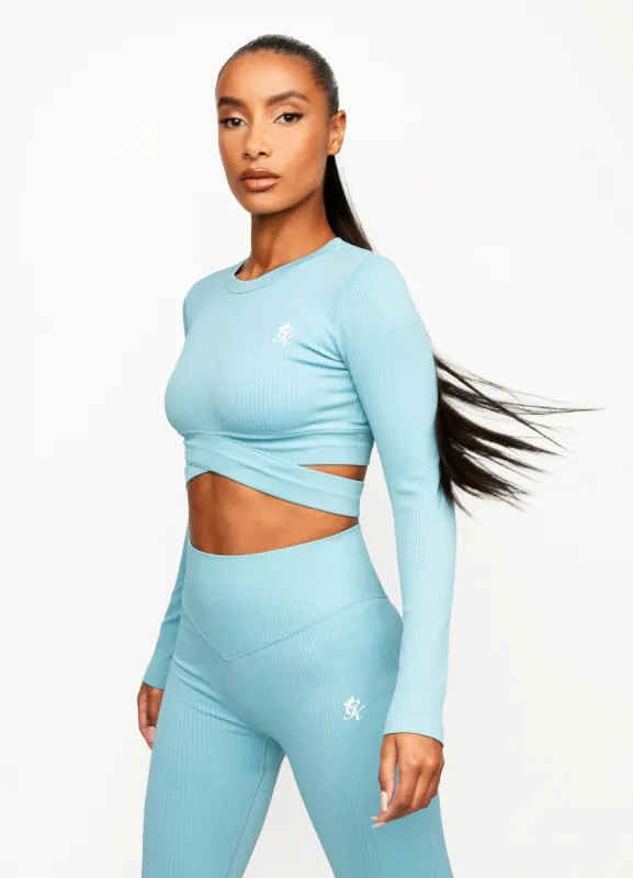 Gym King Balance Long Sleeve Crop - Blue Haze sold by The Gym King