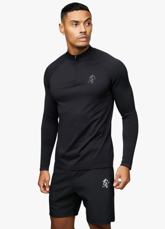 Gym King Sport Seamless Knit ¼ Zip Funnel – Black sold by The Gym King