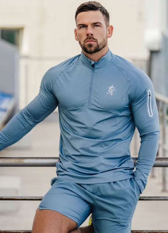 Gym King Contrast Flex 1/4 Zip - Smoke Blue sold by The Gym King