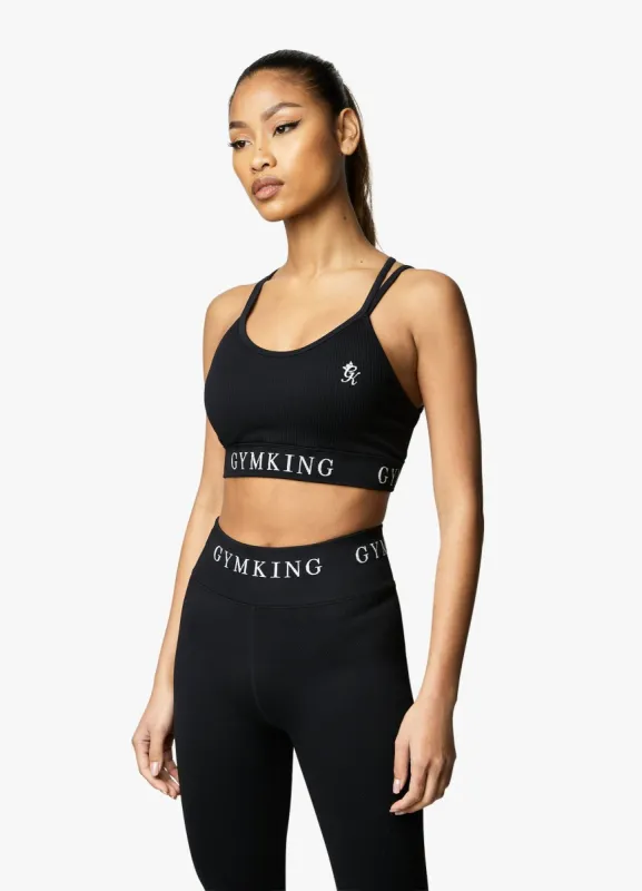 Gym King Intention Multi Rib Sports Bra - Black sold by The Gym King